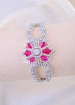 Royal Pink Floral Bracelet (Silver) BRA002399 - Image 2
