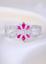 Royal Pink Floral Bracelet (Silver) BRA002399 - Image 3