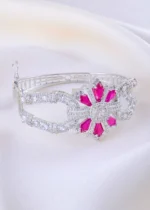 Royal Pink Floral Bracelet (Silver) BRA002399 - Image 4