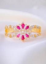 Royal Pink Floral Bracelet (Yellow Gold) BRA002397 - Image 2