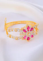 Royal Pink Floral Bracelet (Yellow Gold) BRA002397 - Image 3