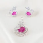Royal Pink Sparkle pendant set (Silver) PSET02646