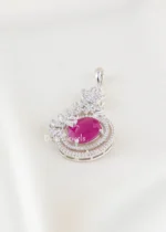 Royal Pink Sparkle pendant set (Silver) PSET02646 - Image 2