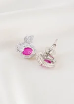 Royal Pink Sparkle pendant set (Silver) PSET02646 - Image 3