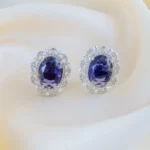 Royal Purple Halo Studs (Silver) EAR001487