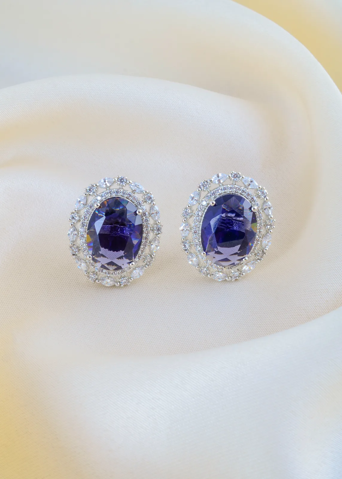 Royal-Purple-Halo-Studs-Silver-EAR001487a Royal Purple Halo Studs (Silver) EAR001487 - Image 1