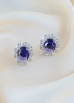 Royal Purple Halo Studs (Silver) EAR001487 - Image 2
