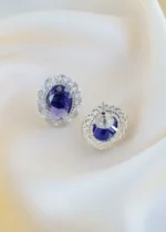 Royal Purple Halo Studs (Silver) EAR001487 - Image 3