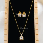 Royal Radiance Rectangle Necklace Set (Yellow Gold) NEC002580