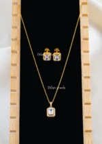 Royal Radiance Rectangle Necklace Set (Yellow Gold) NEC002580