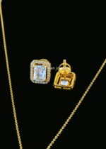 Royal Radiance Rectangle Necklace Set (Yellow Gold) NEC002580 - Image 3