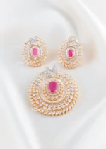 Royal Ruby Bloom Pendant Set (Yellow Gold) PSET02600