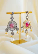 Royal Ruby Kundan Polki Earrings (Dual Plating) EAR001548 - Image 3