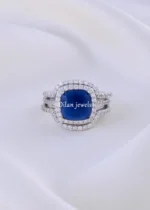 Royal Sapphire Halo Trio (Silver) RING02177