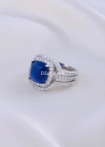 Royal Sapphire Halo Trio (Silver) RING02177 - Image 2
