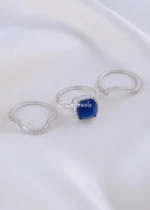 Royal Sapphire Halo Trio (Silver) RING02177 - Image 3