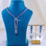 Royal Sapphire Waterfall Set (Silver) NEC002312