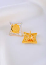 Royal Square Coin Earrings (Yellow Gold) EAR002283 - Image 4