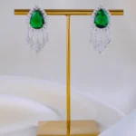 Royal Teardrop Green Earrings (Silver) EAR001982