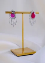 Royal Teardrop Red Earrings (Silver) EAR001983 - Image 3
