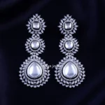 Royal Tiered Teardrop Earrings (Silver) EAR002200