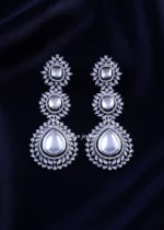 Royal Tiered Teardrop Earrings (Silver) EAR002200