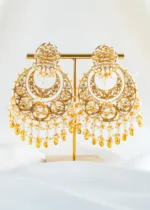 Royal Uncut Kundan Statement Earrings (Yellow Gold) EAR002439