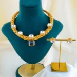 Royal Weave Hasli Kundan Polki Necklace Set (Yellow Gold) NEC001574