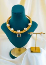 Royal Weave Hasli Kundan Polki Necklace Set (Yellow Gold) NEC001574