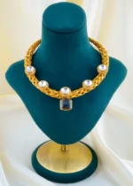 Royal Weave Hasli Kundan Polki Necklace Set (Yellow Gold) NEC001574 - Image 2
