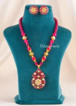 Ruby Blossom Necklace Set (Yellow Gold) NEC002726
