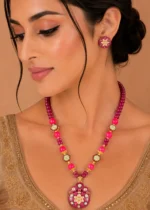 Ruby Blossom Necklace Set (Yellow Gold) NEC002726 - Image 4