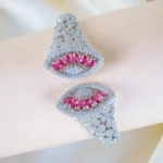 Ruby Clutch Statement Bracelet (Silver) BRA001272