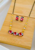 Ruby Designer Mangalsutra Set (Yellow Gold) MANG01530