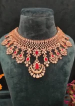 Ruby- Diamond Necklace Set (Rose-Gold)- NEC30012310