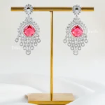 Ruby Emerald Peacock Chandelier Earrings (Silver) EAR002436