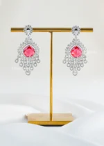 Ruby Emerald Peacock Chandelier Earrings (Silver) EAR002436
