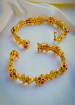 Ruby Flower Ganpati Bangles (Antique Gold) BAN000988 - Image 4