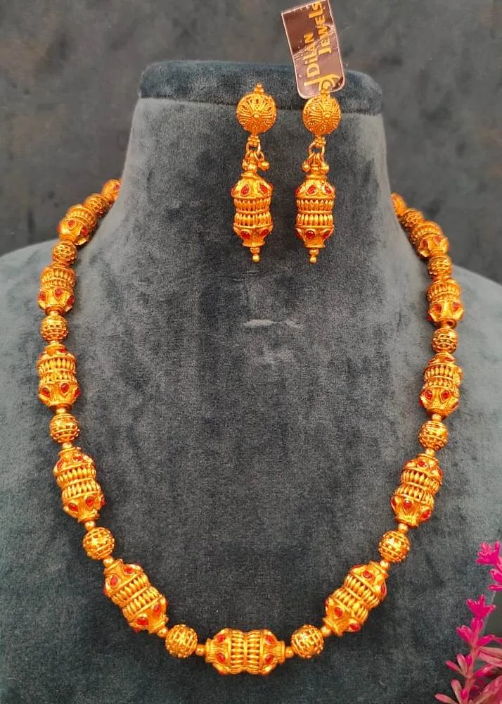 Ruby-Gold-Mala-Set-Yellow-Gold-NEC04032313a Ruby Gold Mala Set (Yellow-Gold)- NEC04032313 - Image 1