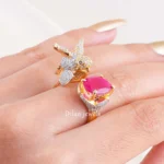 Ruby Gold Plated Diamond Ring- RING02858