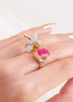 Ruby Gold Plated Diamond Ring- RING02858