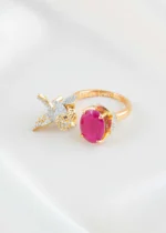 Ruby Gold Plated Diamond Ring- RING02858 - Image 2