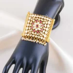 Ruby Gold Plated Kundan Bracelet- BRA002795