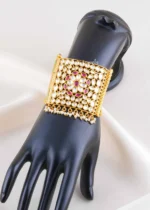 Ruby Gold Plated Kundan Bracelet- BRA002795
