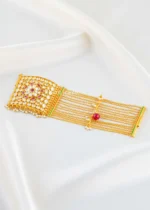 Ruby Gold Plated Kundan Bracelet- BRA002795 - Image 2