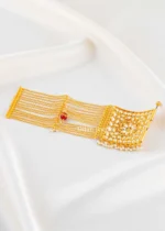 Ruby Gold Plated Kundan Bracelet- BRA002795 - Image 3
