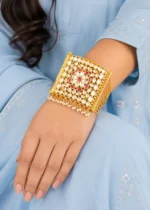 Ruby Gold Plated Kundan Bracelet- BRA002795 - Image 4