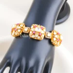 Ruby Gold Plated Moissanite Polki Bracelet- BRA002861