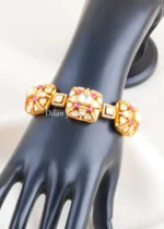 Ruby Gold Plated Moissanite Polki Bracelet- BRA002861