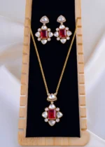 Ruby Grace Polki Set (Antique Gold) NEC002012